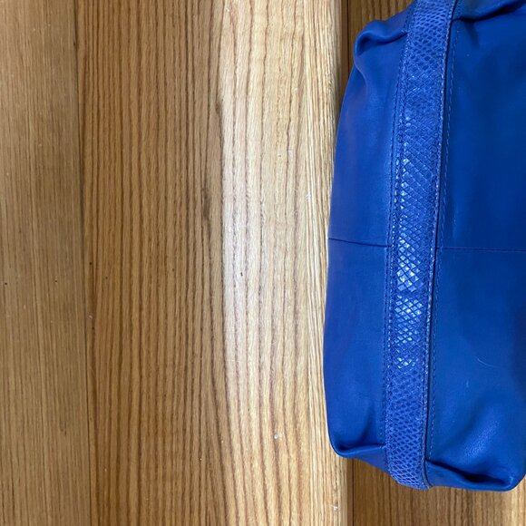 Coach Penelope Large Blue Leather With Blue Snakeskin Trim Shoulder Bag - Picture 12 of 16